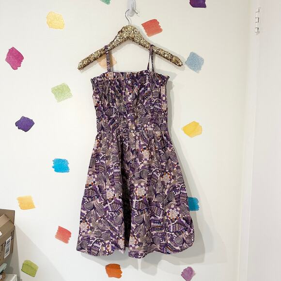 S Chufy Purple Print Fit and Flare Mini Dress - Picture 4 of 5